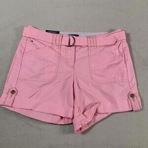 Tommy Hilfiger Womens Belted Utility Shorts Size‎ 6 Pink Ladies NEW MSRP $45